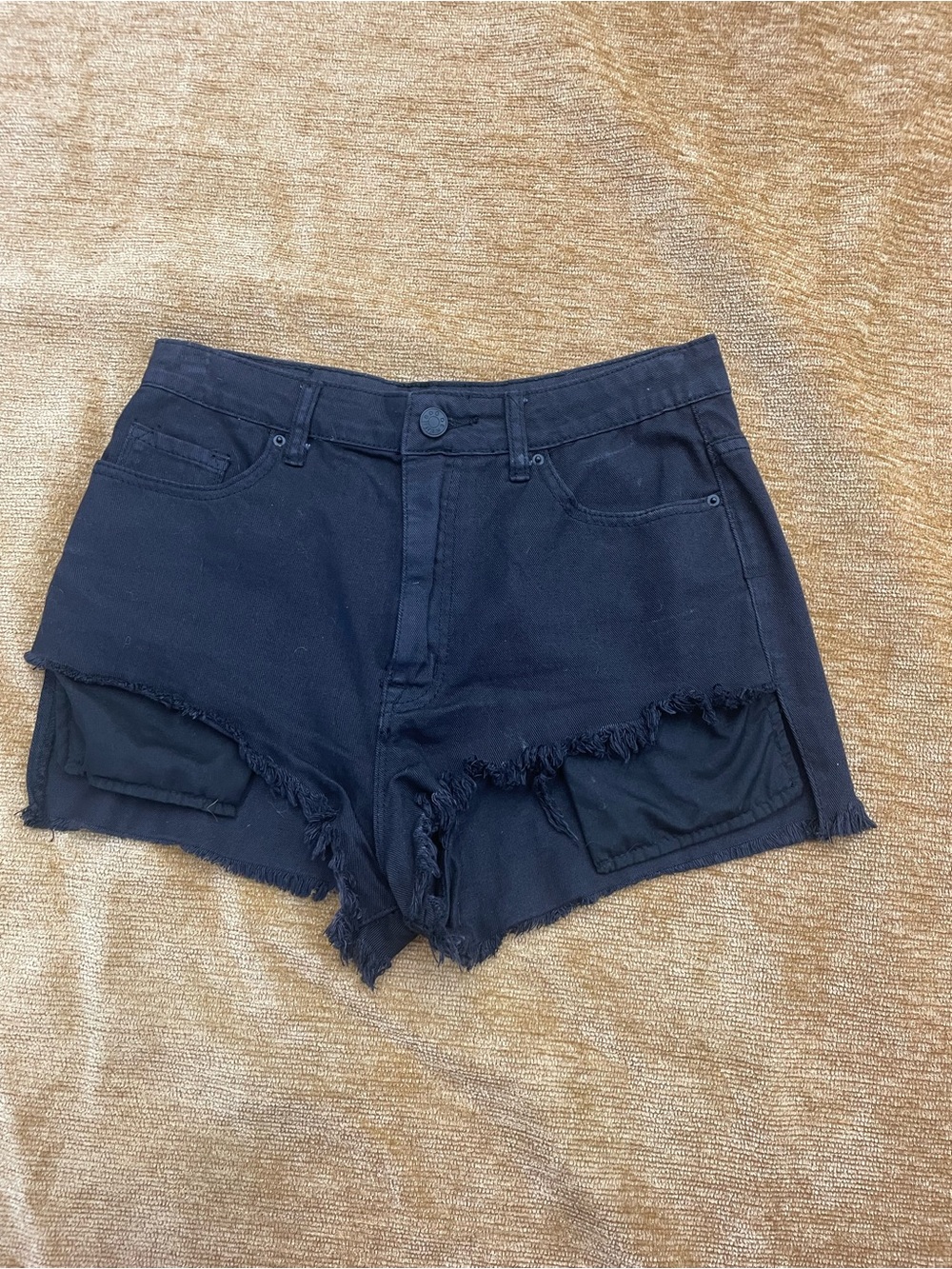 BDG Women’s size 30 waist Black Frayed, high-low Denim Shorts